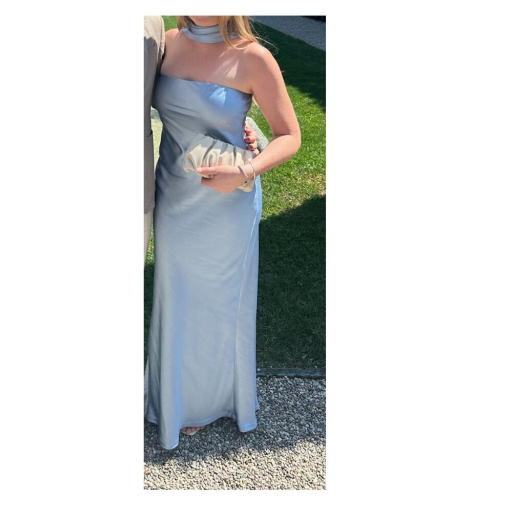 Misha  LILIA SATIN MAXI DRESS CERULEAN BLUE / S